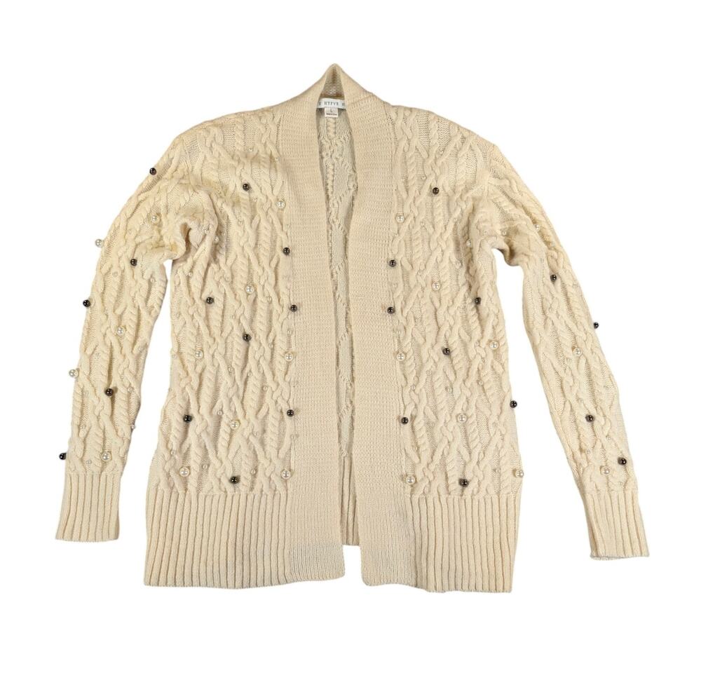 HYFVE Pearl Embellished Cable Knit Cardigan L